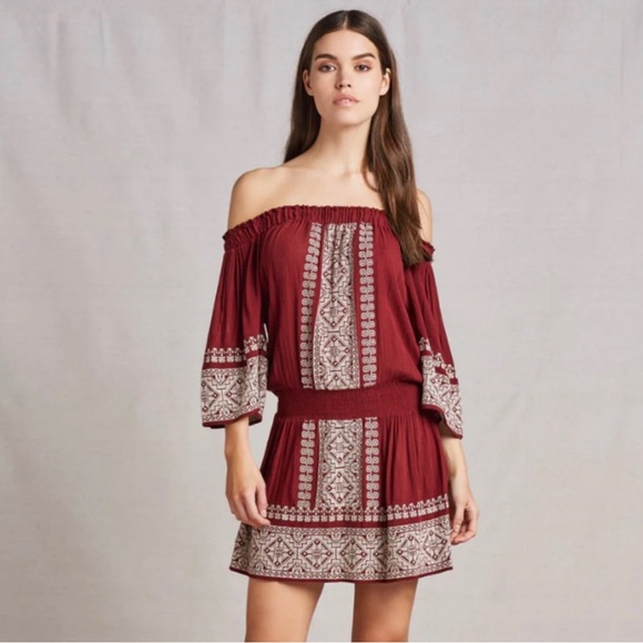New Tularosa Fiona Wine Embroidered Dress XS - Picture 2 of 9